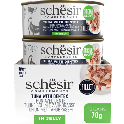 Schesir Cat Complements Tuniak a zubatica v zele 70g obsah